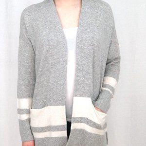 Ann Taylor Gray Shawl/Cardigan w/ Stripe Detail